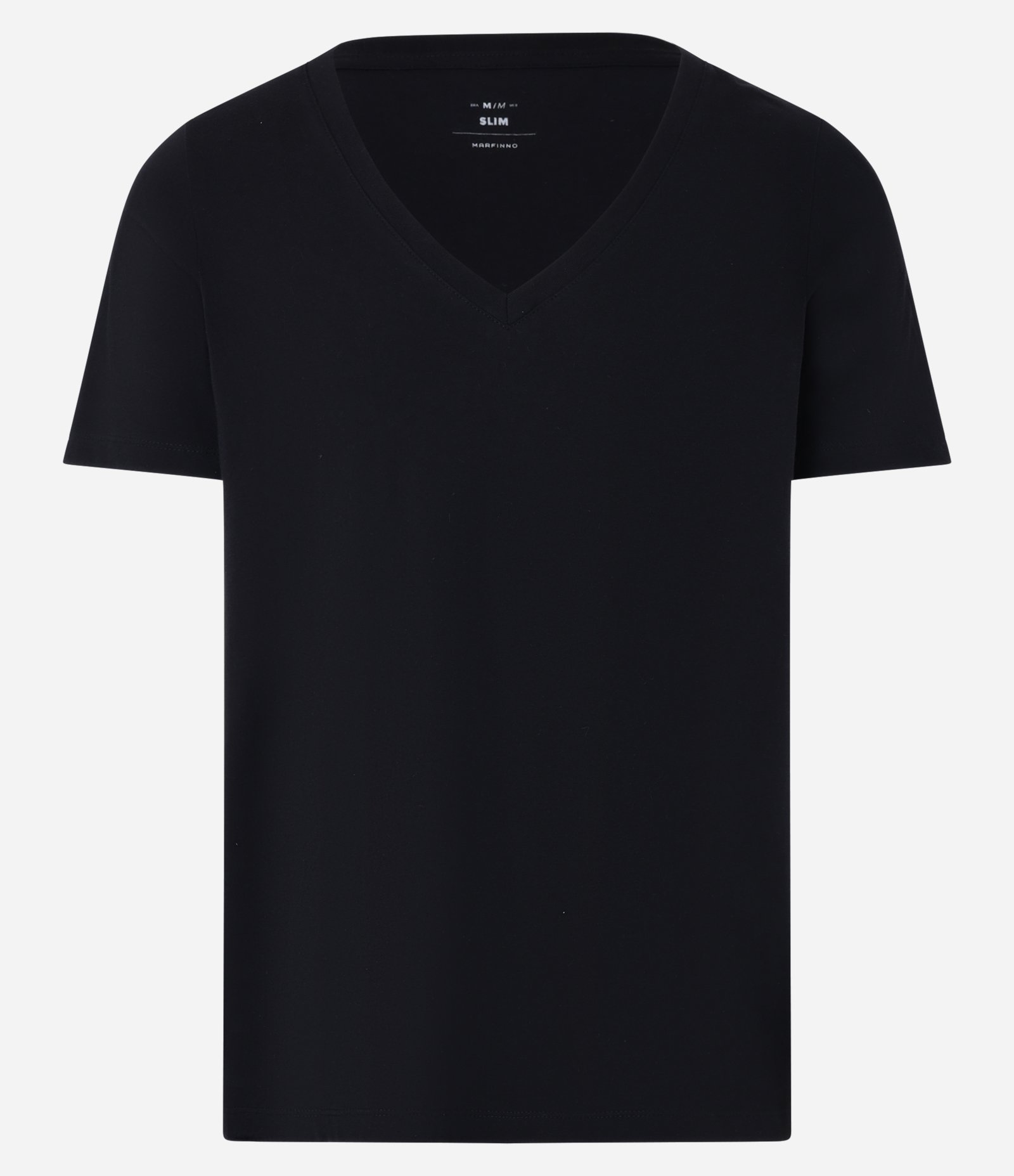 Camiseta Slim em Algodão com Gola em V mais Profundo Preto 4