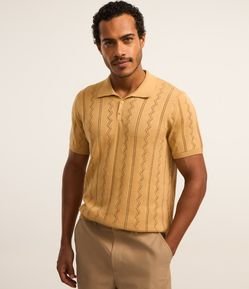 Camisa Polo em Algodão com Textura Zig Zag