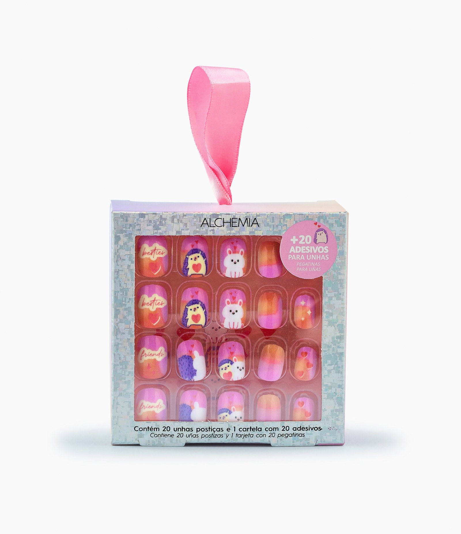 Kit Infantil Unhas Postiças com Adesivos  COLORIDO 1