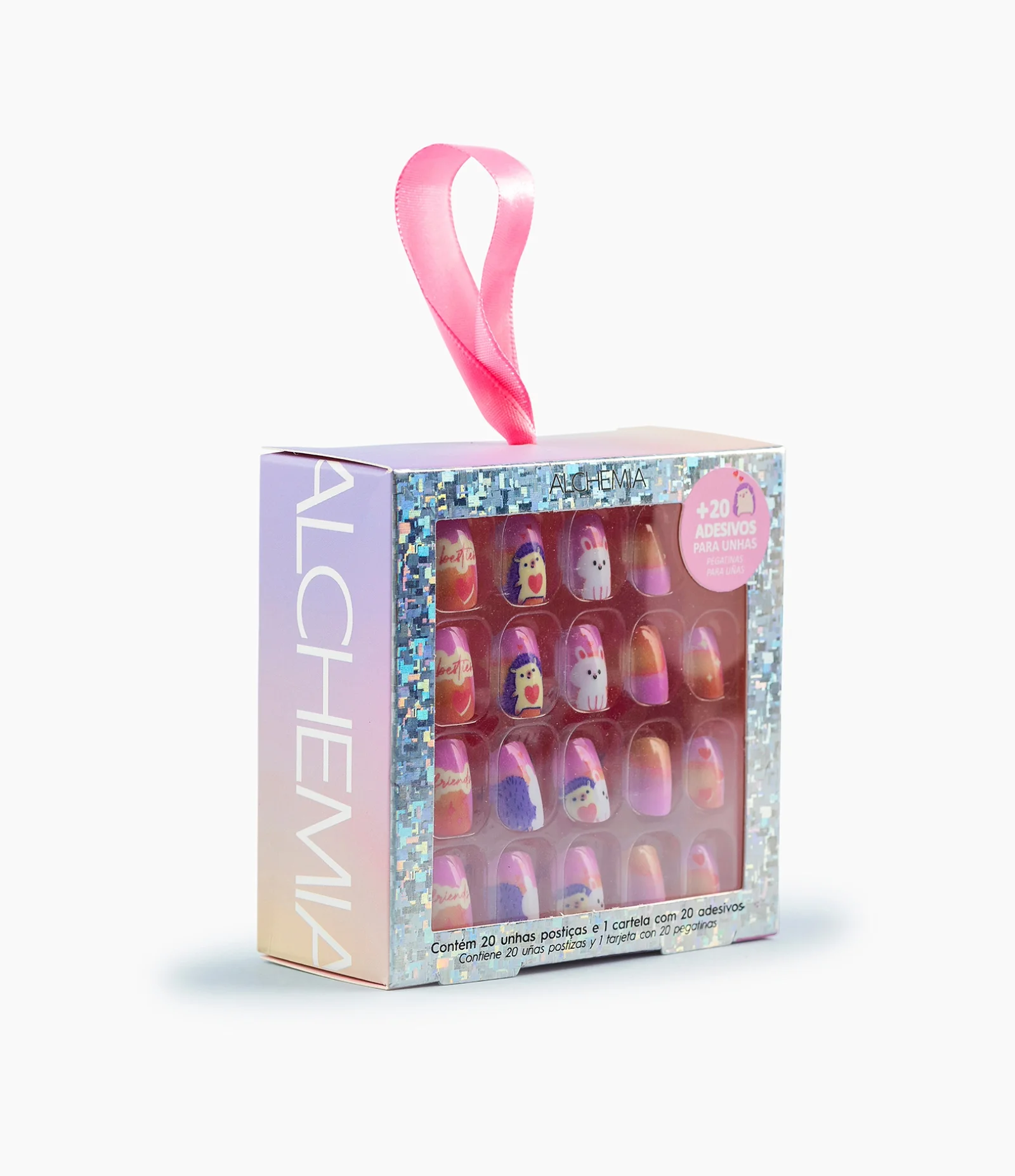 Kit Infantil Unhas Postiças com Adesivos  COLORIDO 2