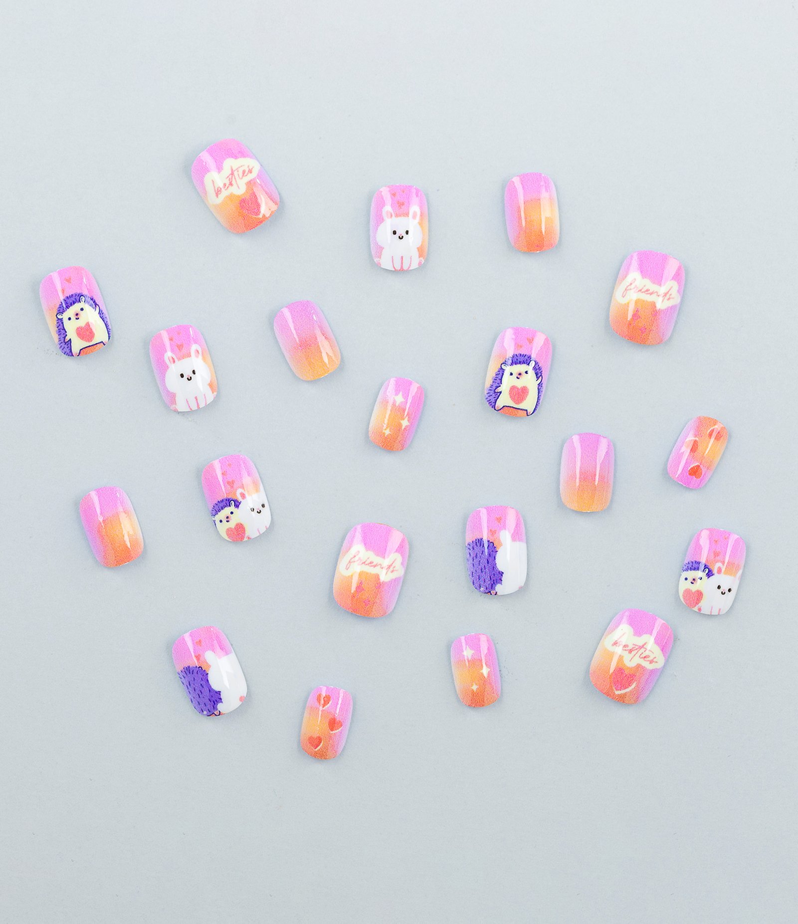 Kit Infantil Unhas Postiças com Adesivos  COLORIDO 4