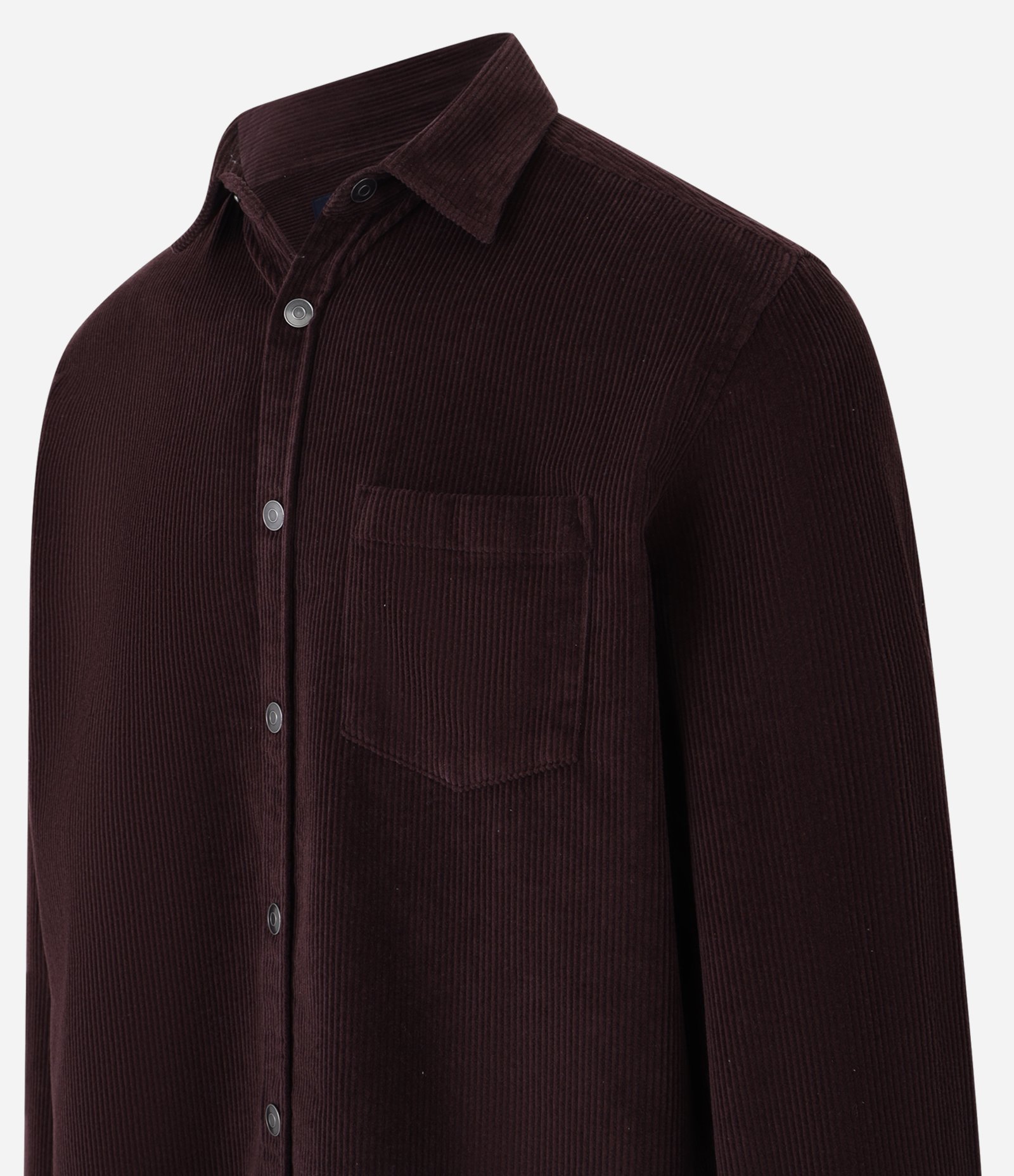 Camisa em Veludo com Bolso no Peito e Abotoamento Vinho 6