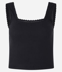 Blusa Regata em Ribana com Babadinho na Borda