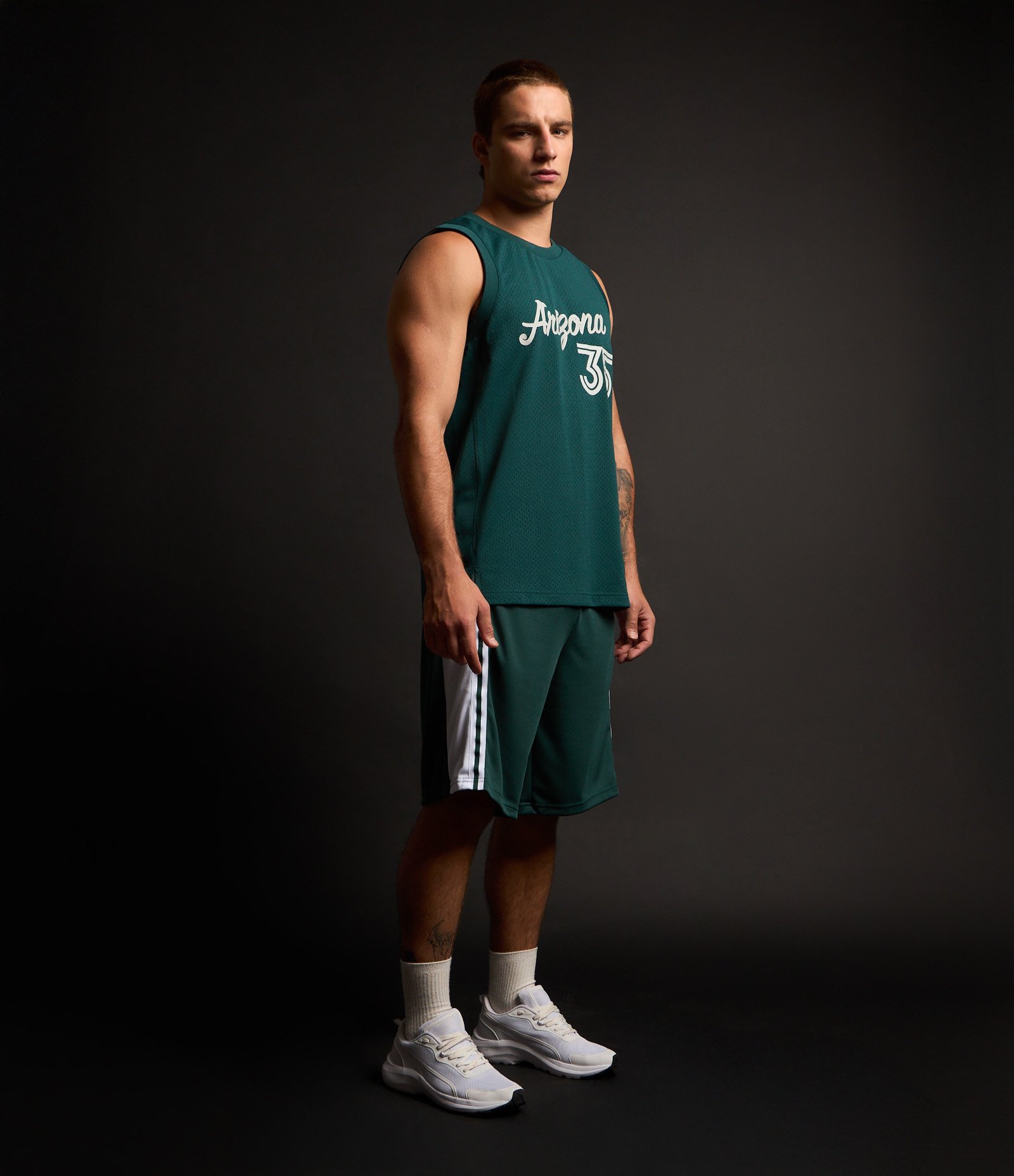 Bermuda de Basquete em Tecnologia Dry com Listras Verde 3