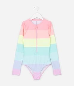 Maiô Infantil em Microfibra com Estampa de Bloco de Cores - Tam 2 a 14 Anos