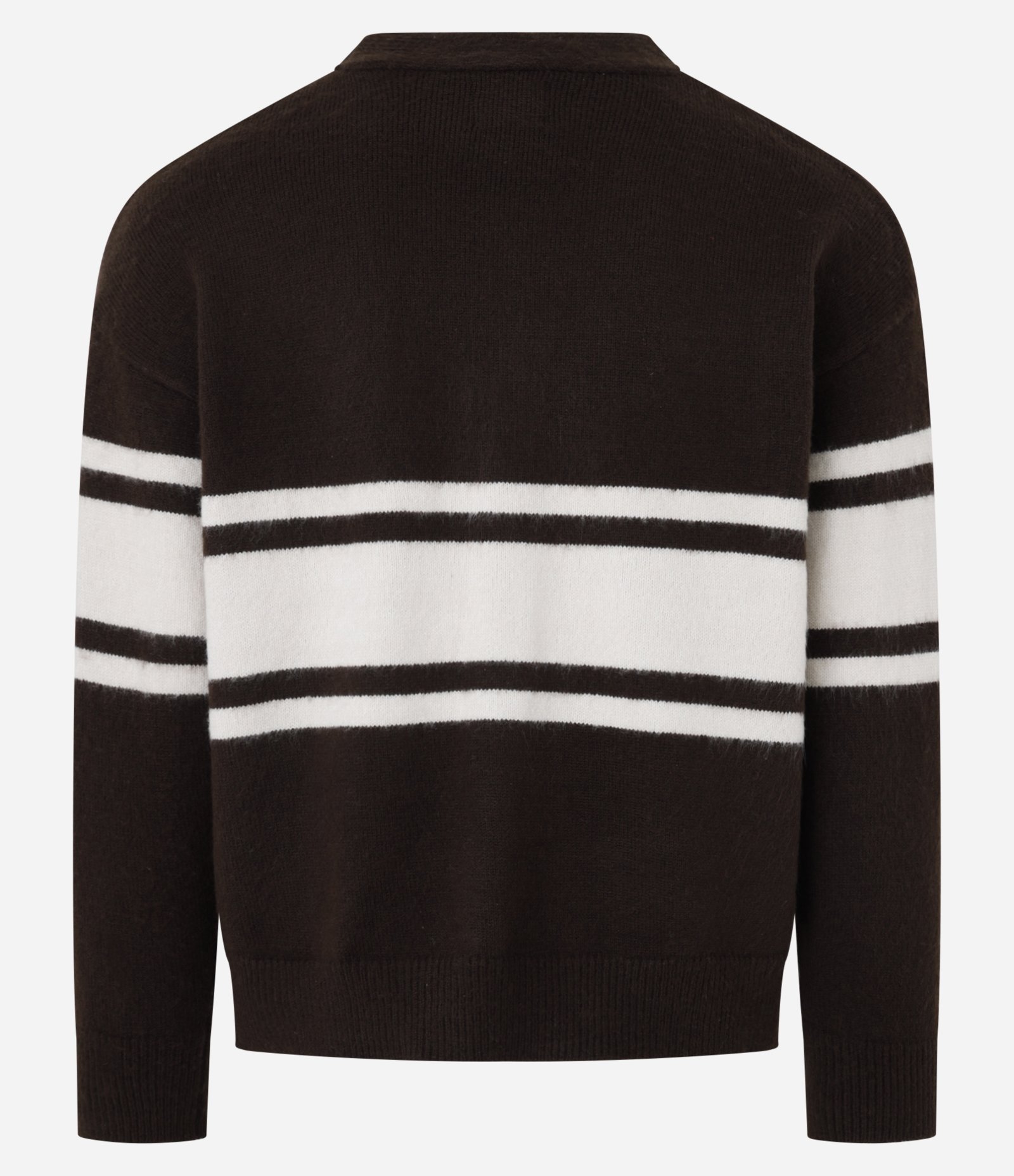 Cardigan Boxy em Tricô com Listras Marrom 5