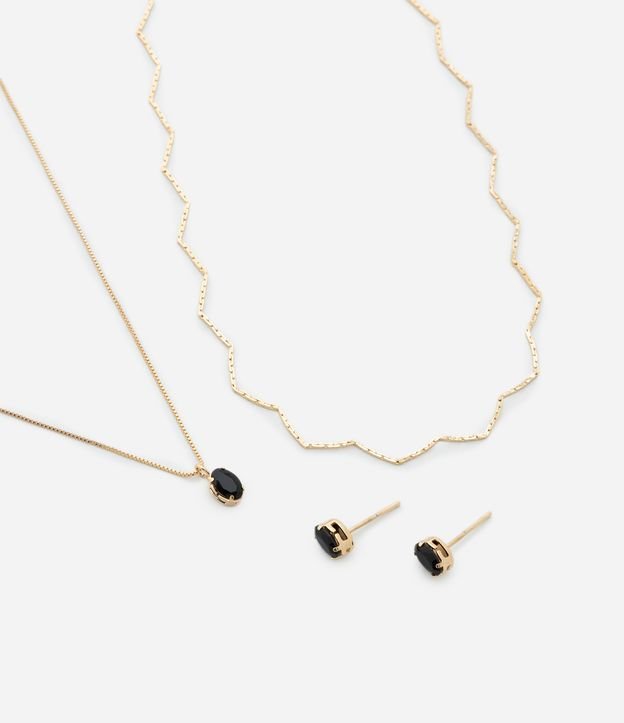 Conjunto de Colar e Brinco Zirconia com Camadas