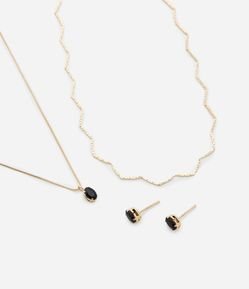 Conjunto de Colar e Brinco Zirconia com Camadas