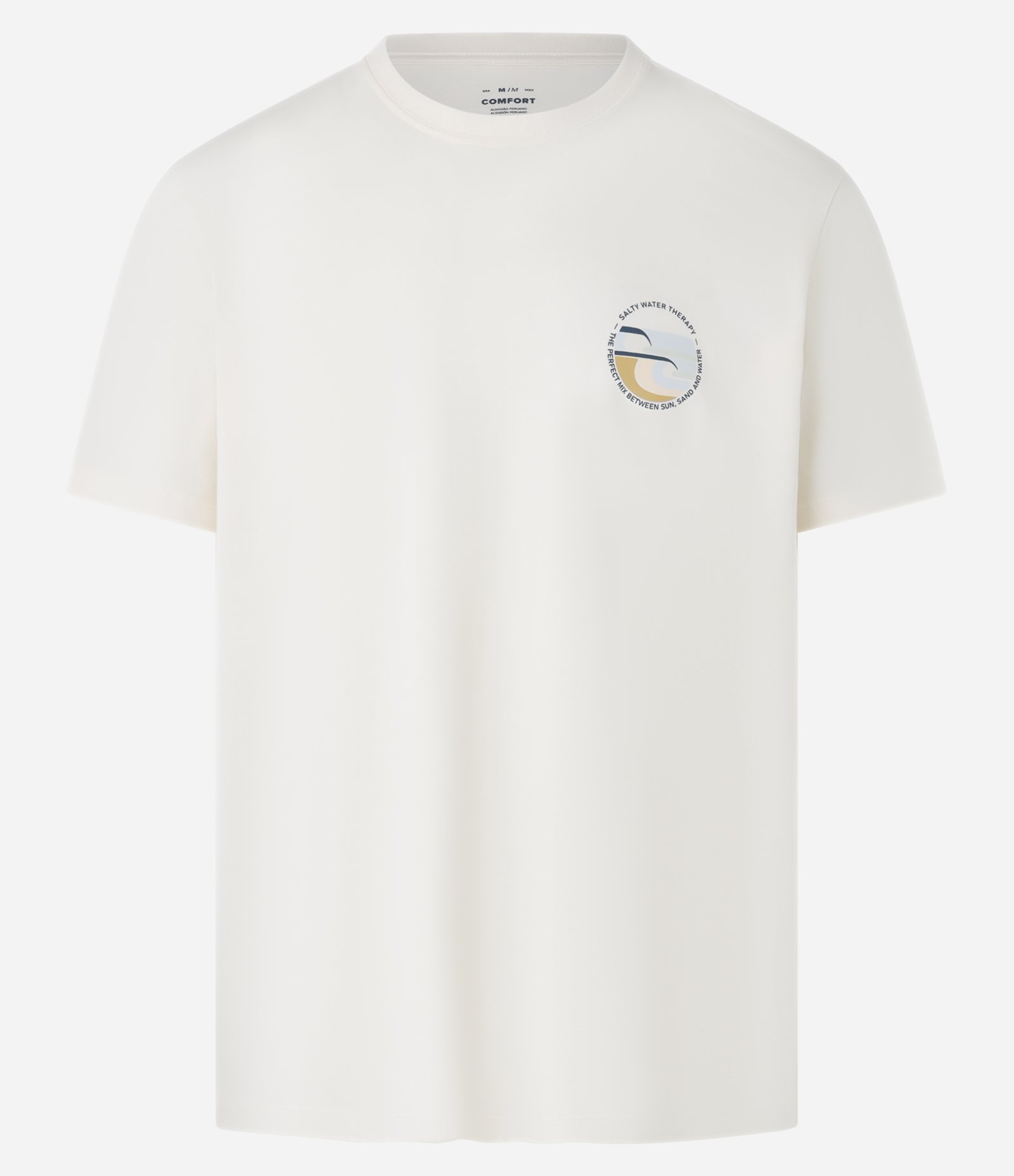 Camiseta Comfort em Algodão Peruano com Estampa Lettering Bege 5