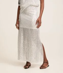 Saia Longa em Malha de Paetê