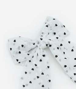 Presilha de Cabelo Infantil Laço com Estampa Mini Corações - Tam Único