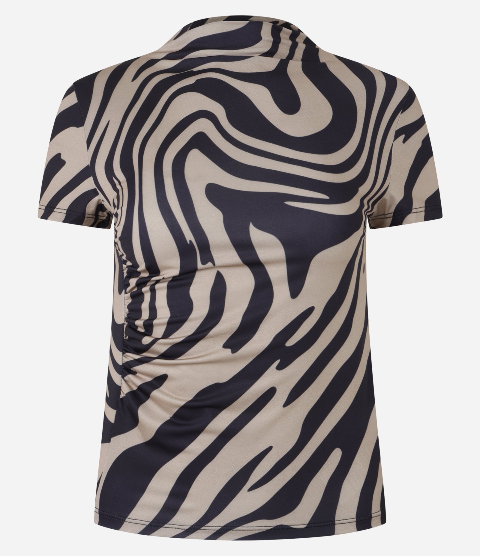 Blusa em Microfibra com Gola Alta e Estampa Zebra Marrom 5