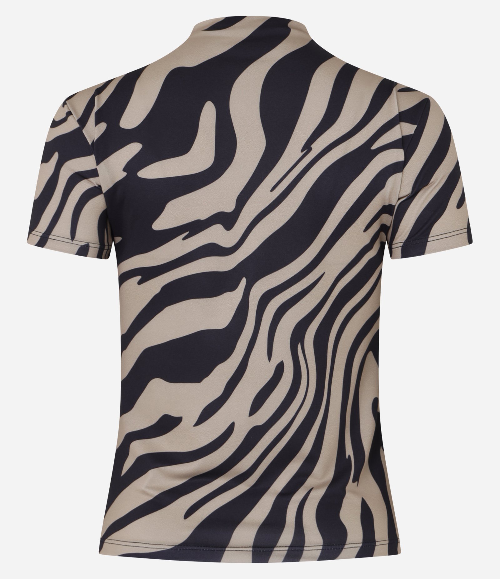 Blusa em Microfibra com Gola Alta e Estampa Zebra Marrom 6