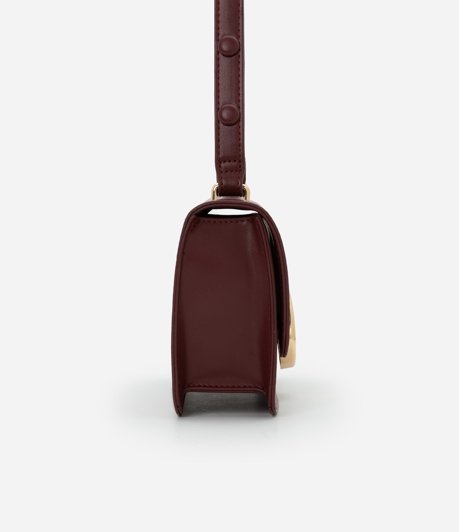 Bolsa Shoulder Média com Tampa e Detalhe Metalizado Vinho 3