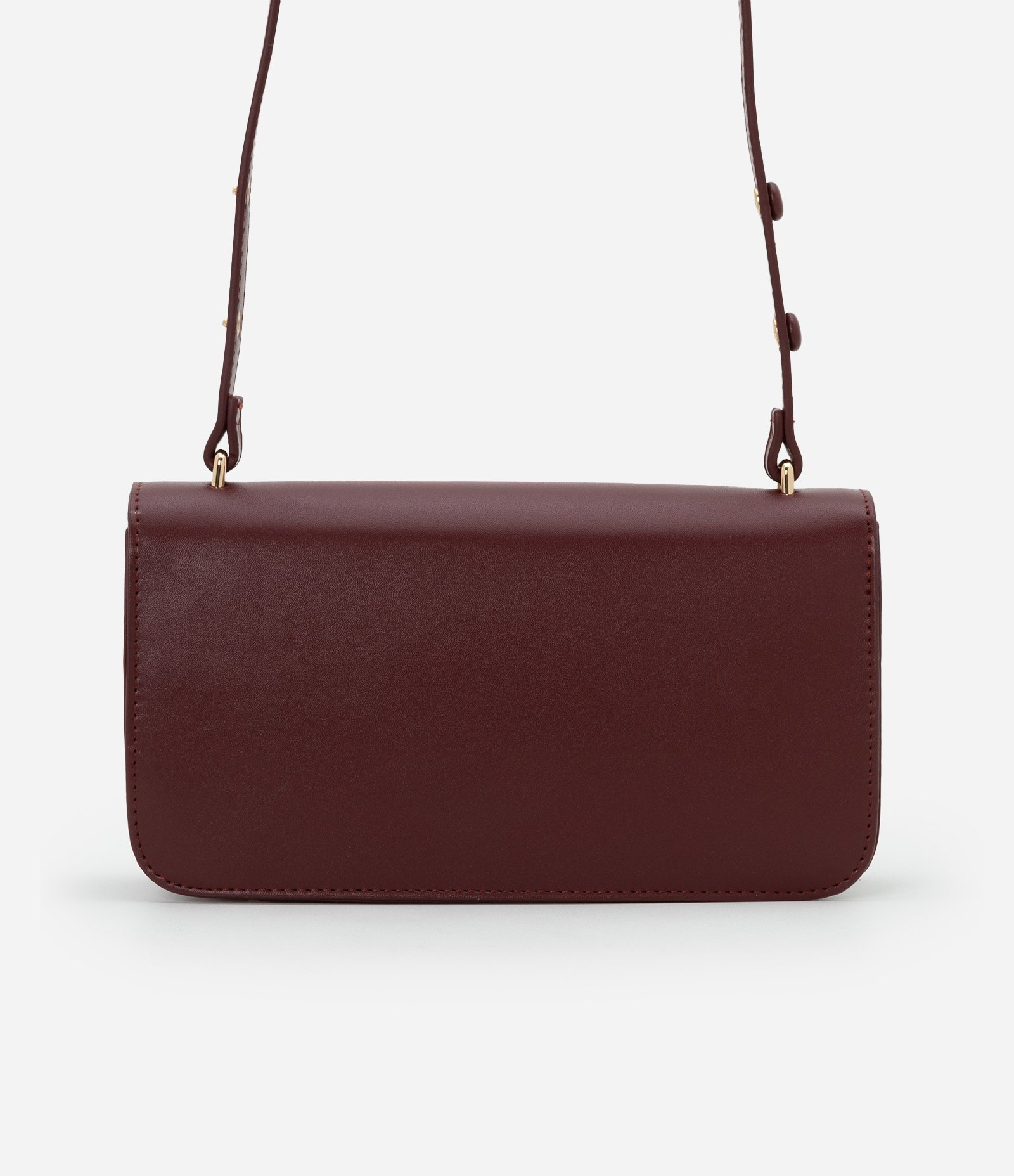 Bolsa Shoulder Média com Tampa e Detalhe Metalizado Vinho 4