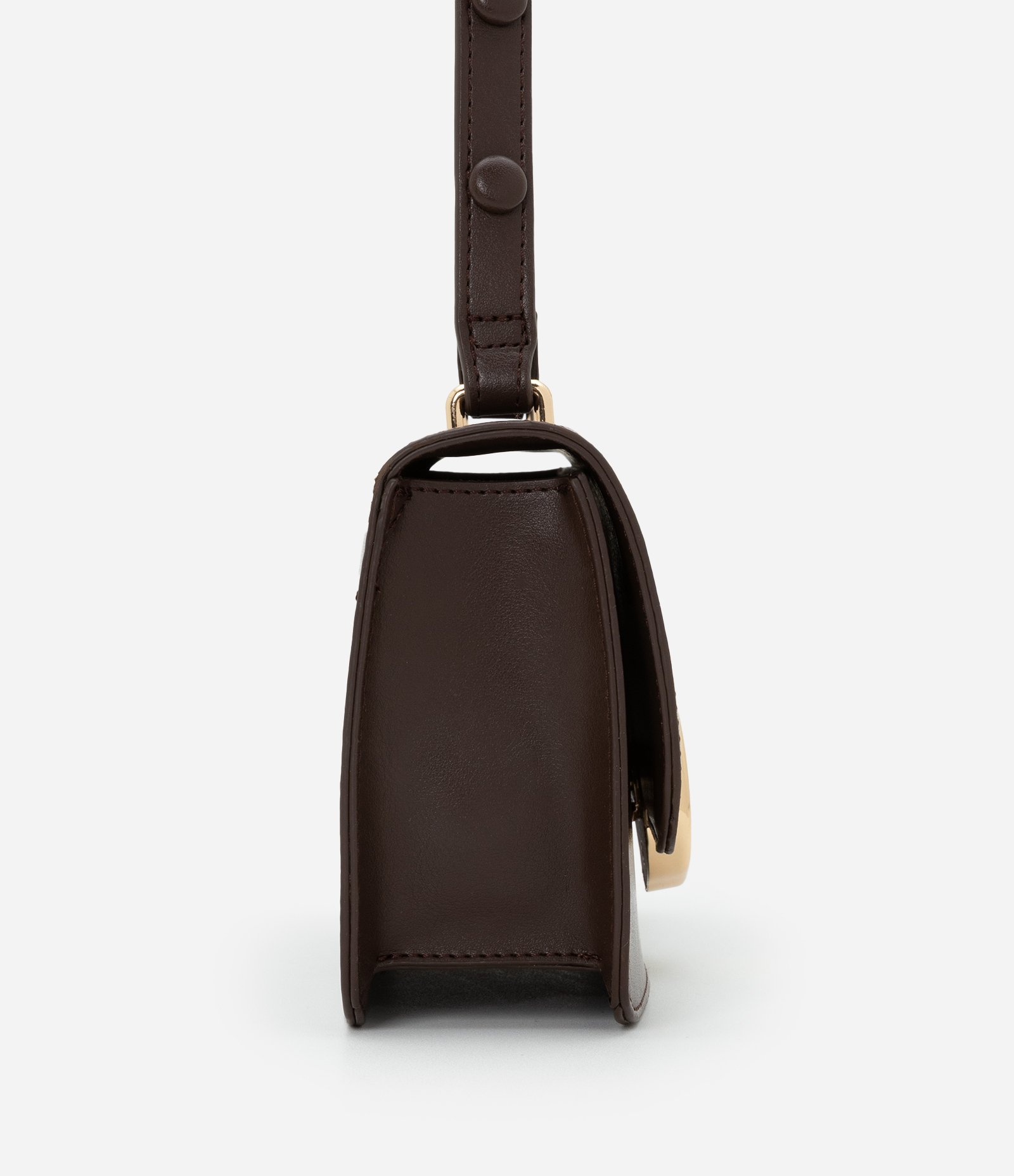 Bolsa Shoulder Média com Tampa e Detalhe Metalizado Marrom 3