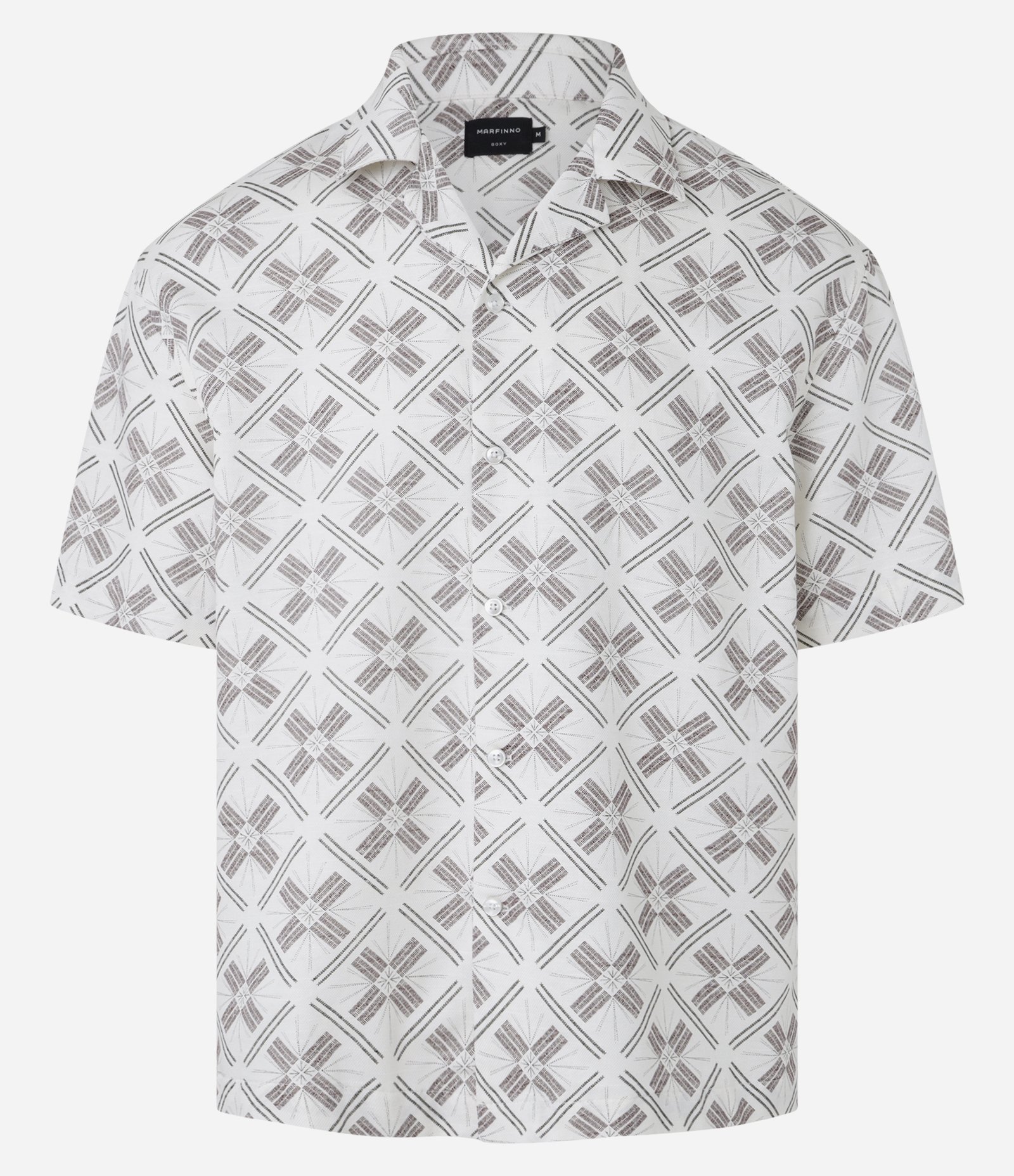 Camisa Boxy em Viscose com Textura e Estampa Geométrica Off White 7