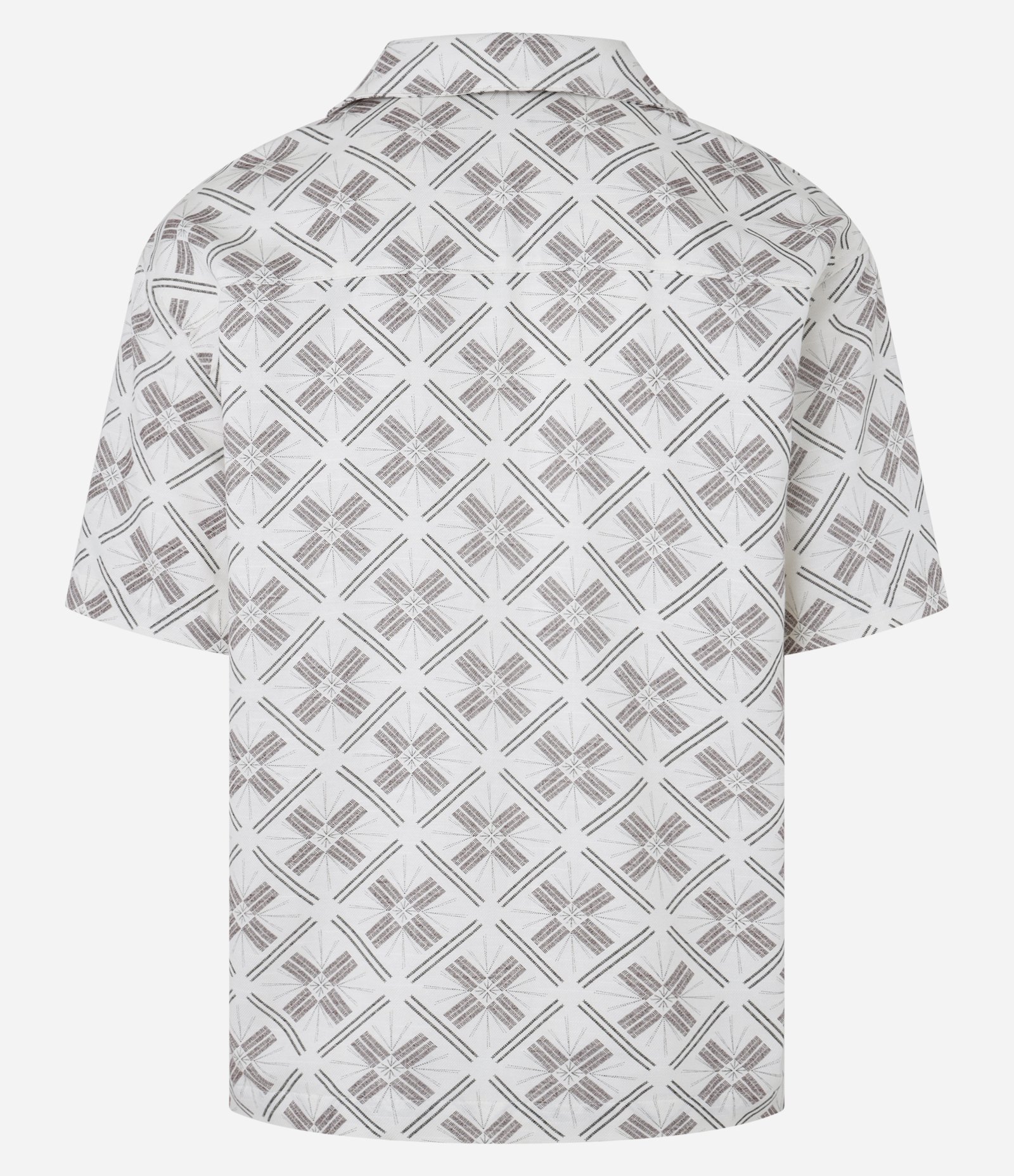 Camisa Boxy em Viscose com Textura e Estampa Geométrica Off White 8