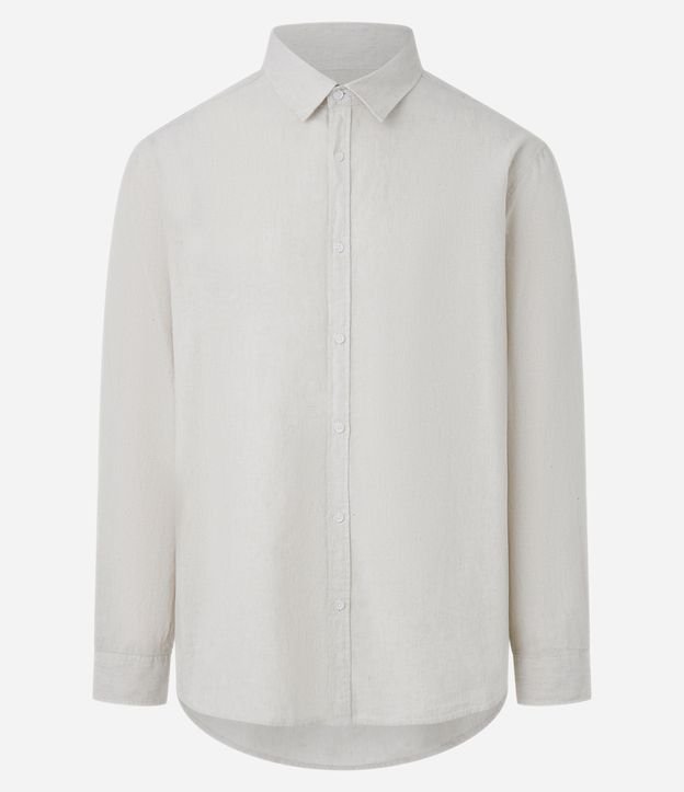 Camisa Comfort em Linho Manga Longa - Plus Size
