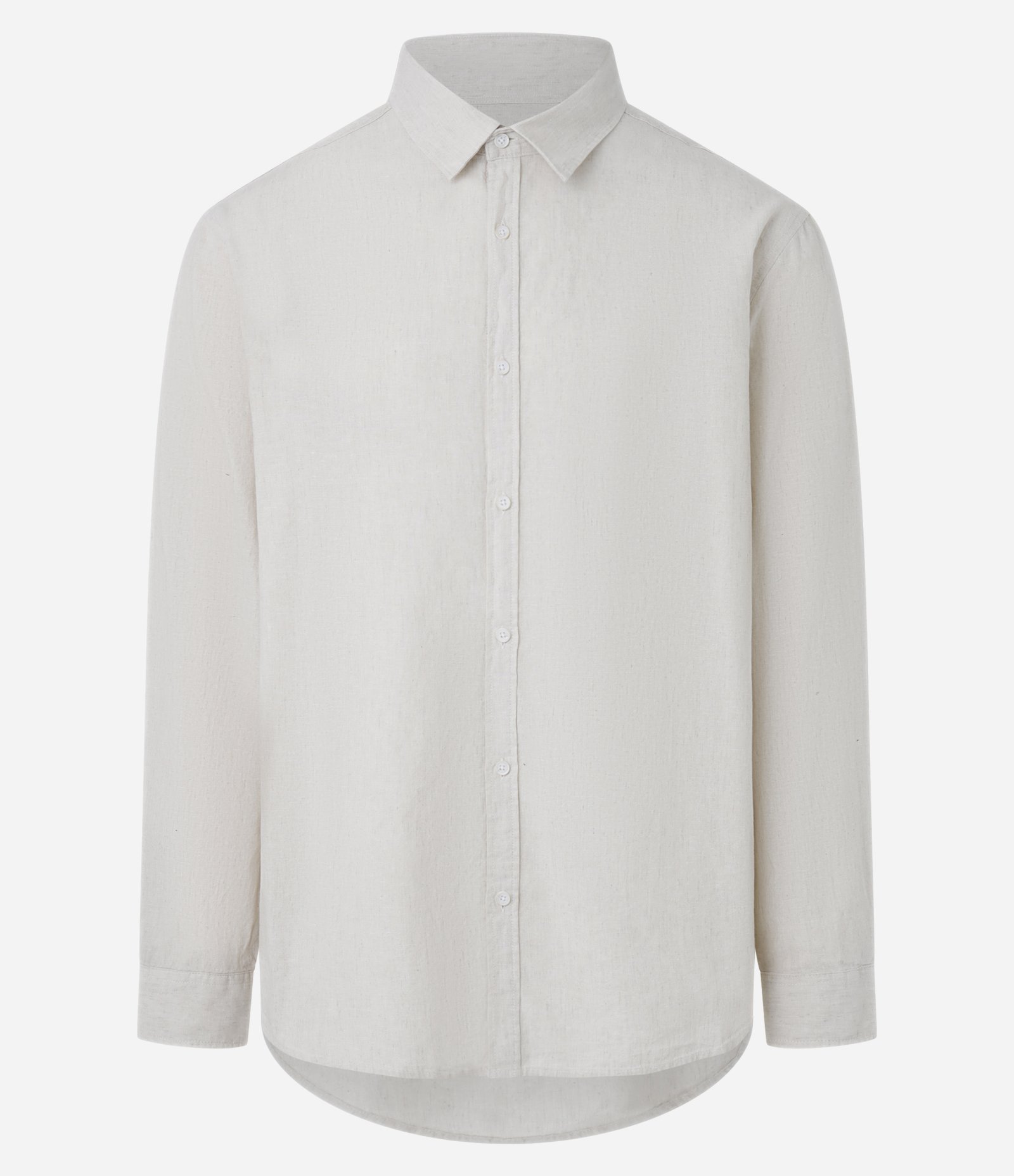 Camisa Comfort em Linho Manga Longa - Plus Size Bege 1