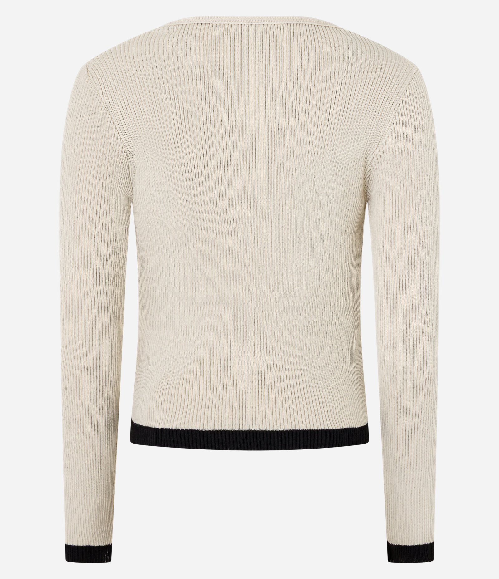 Blusa em Tricô com Botões e Babadinho Contrastante Bege 6