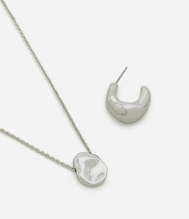Conjunto de Colar e Brinco com Forma Abstrata