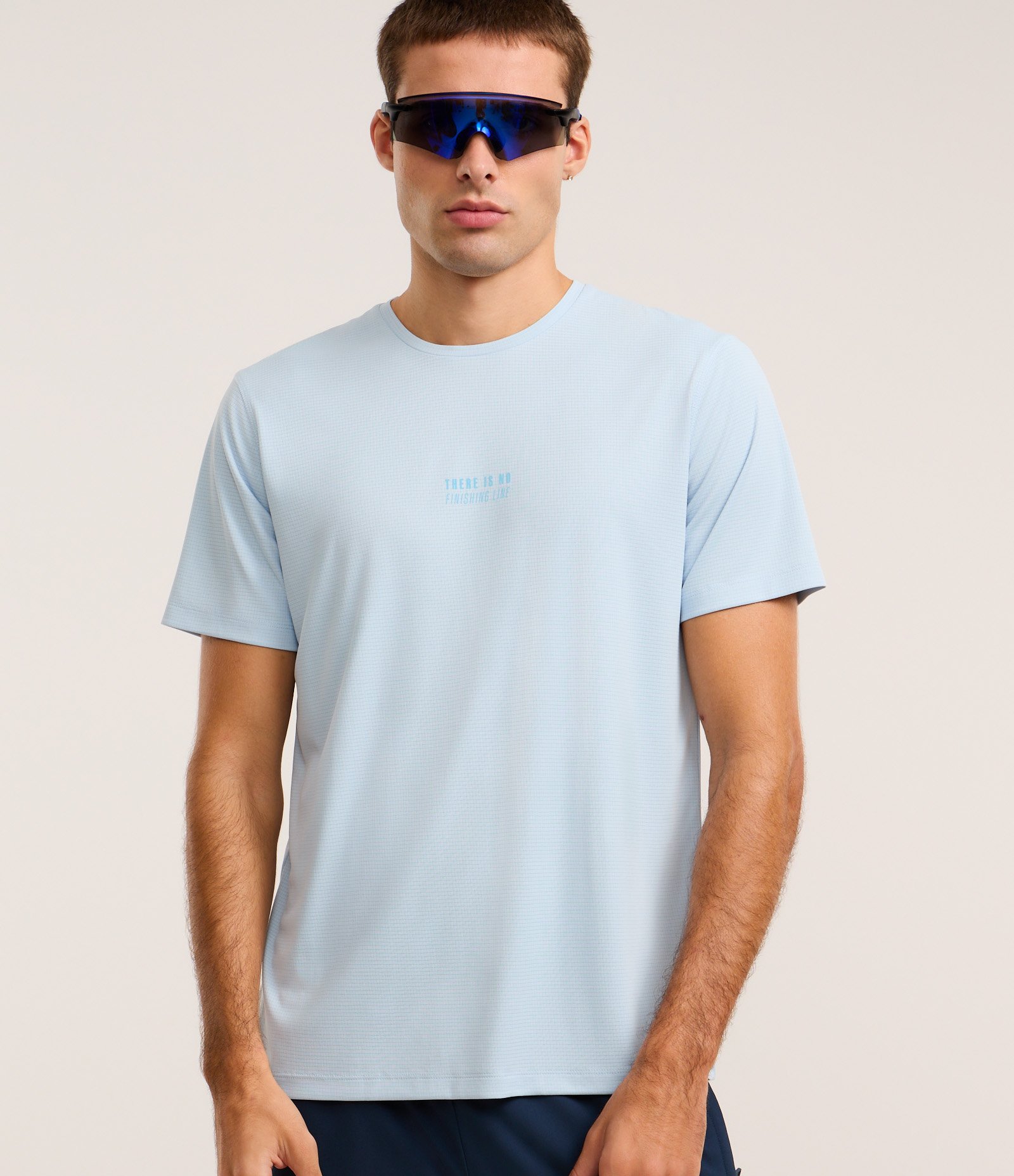 Camiseta Regular  Esportiva em Tecnologia Dry com Estampa Lettering Azul 1