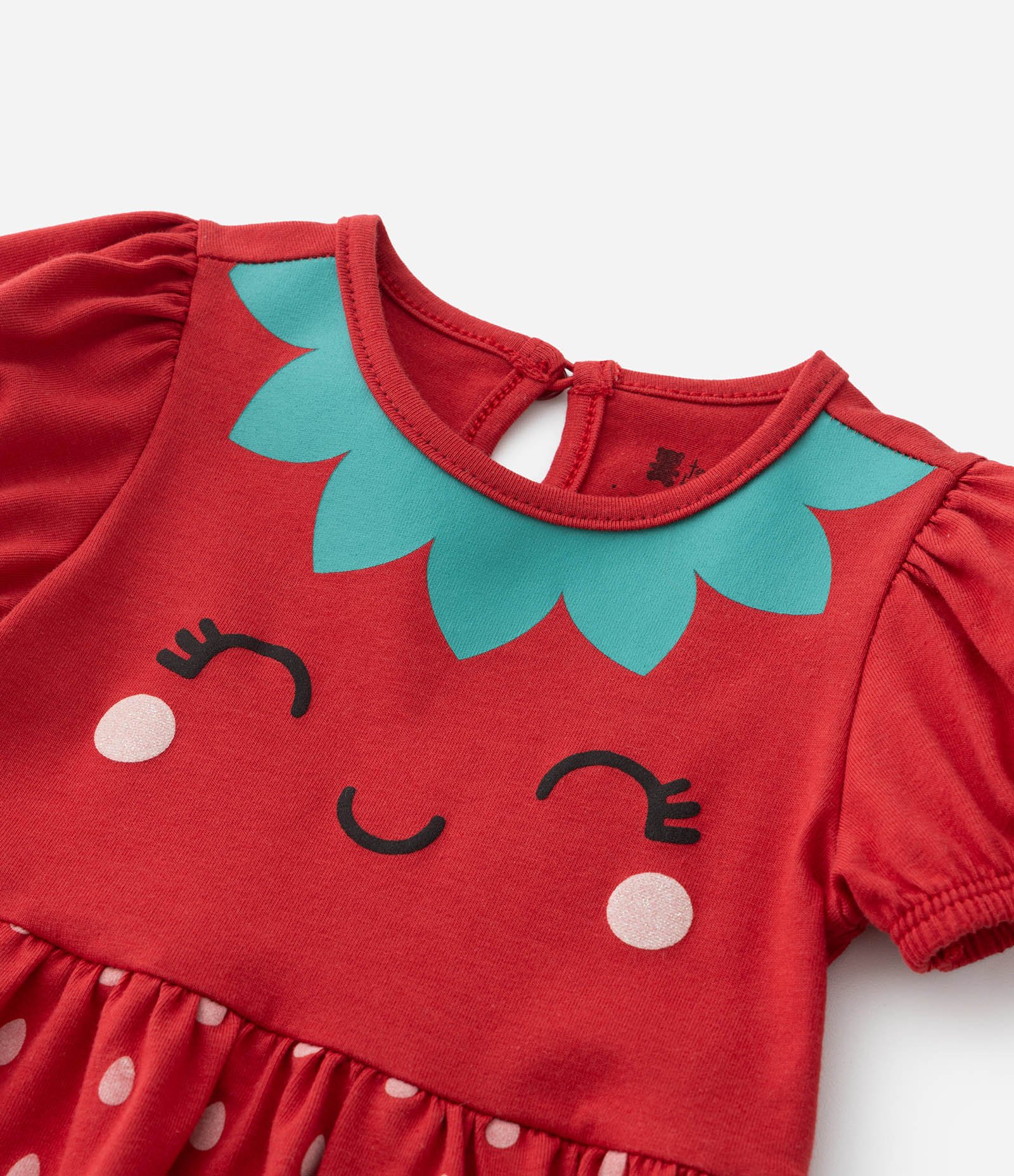 Vestido Body Infantil com Estampa de Moranguinho -Tam 0 a 18 meses Vermelho 6