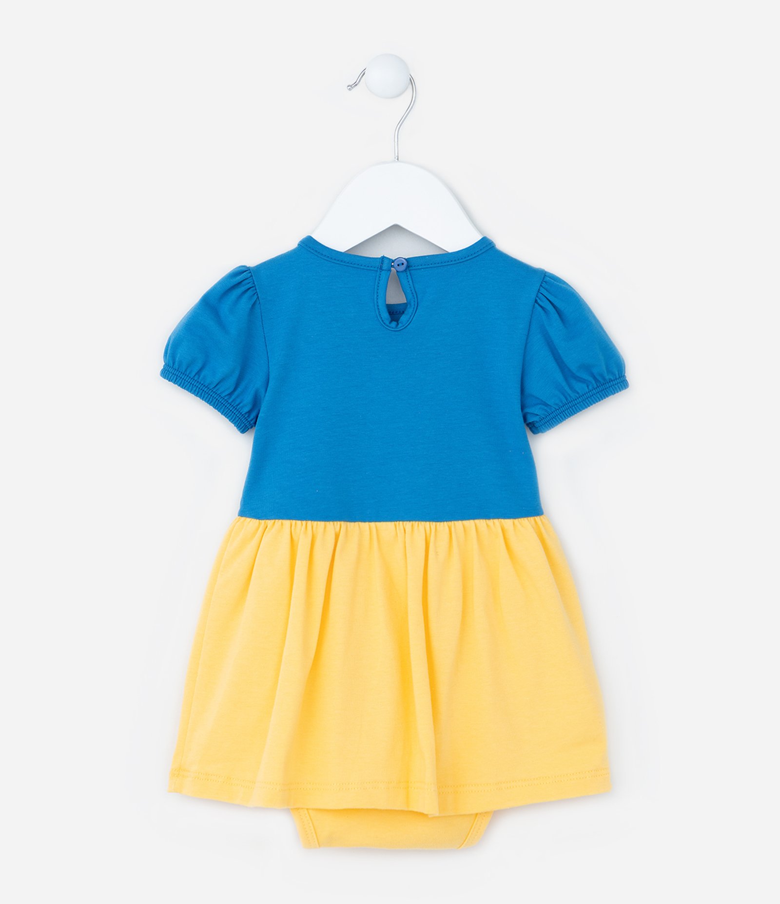 Vestido Body Infantil com Estampa Branca de Neve - Tam 0 a 18 meses Amarelo/Azul 2