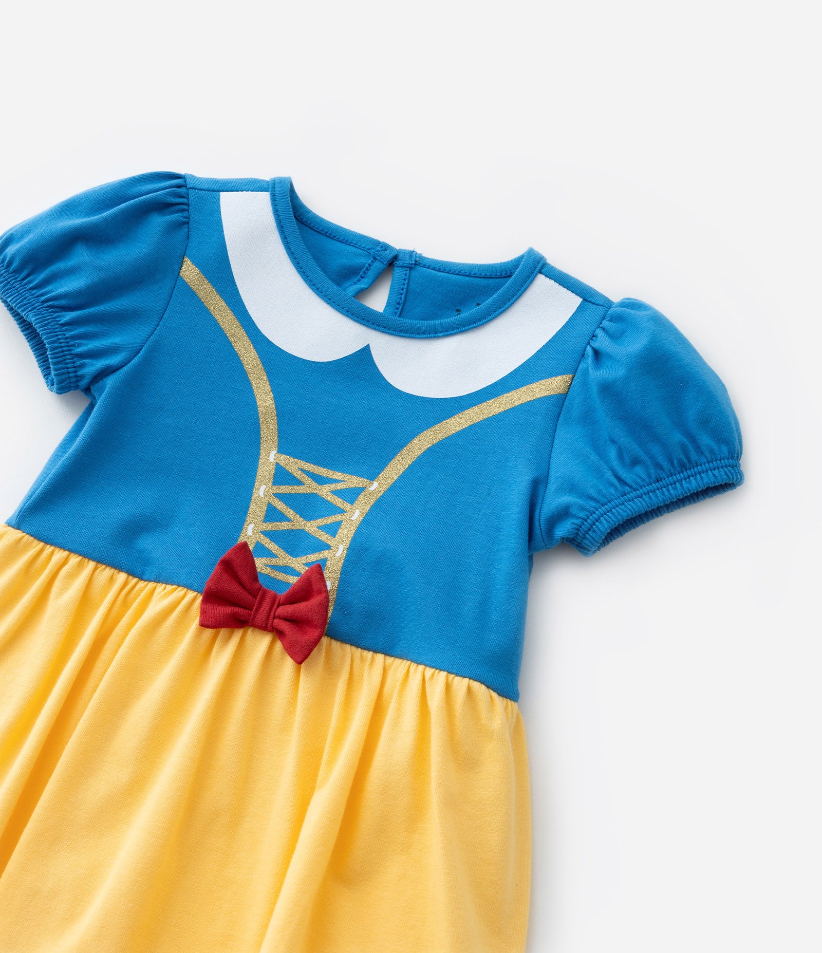 Vestido Body Infantil com Estampa Branca de Neve - Tam 0 a 18 meses Amarelo/Azul 7