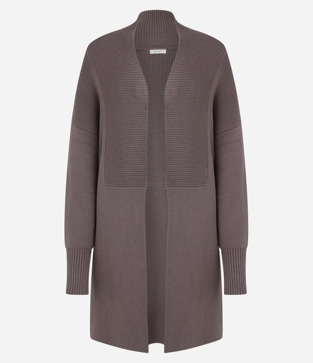 Cardigan em Tricô com Cava Deslocado