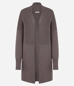 Cardigan em Tricô com Cava Deslocado