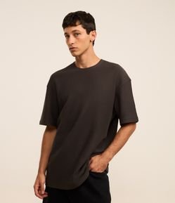 Camiseta Relaxed em Algodão com Textura Chevron