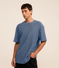Camiseta Relaxed em Algodão com Textura Chevron