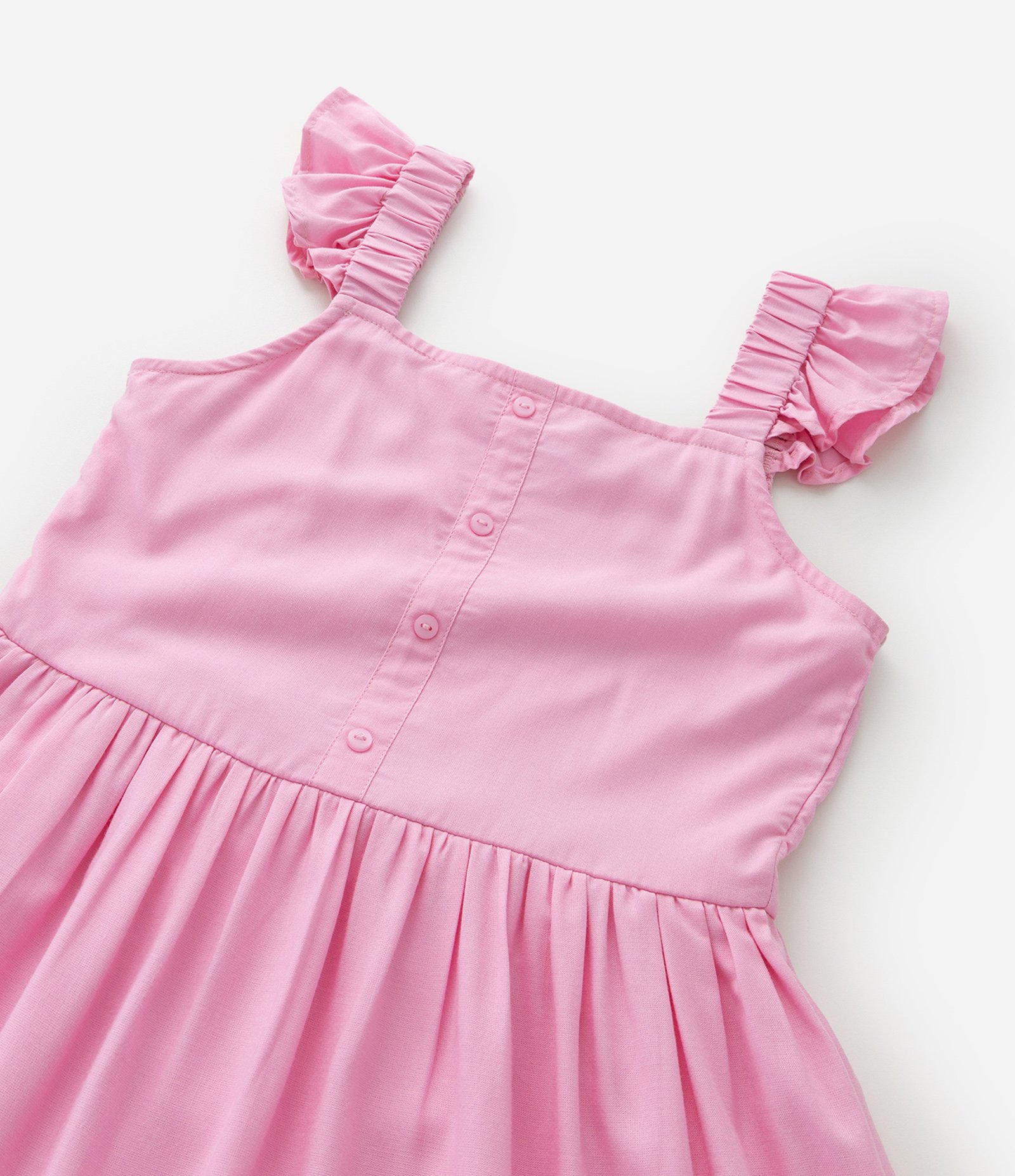 Vestido Infantil com Broderie e Franzidinho - Tam 5 a 14 anos Rosa 4