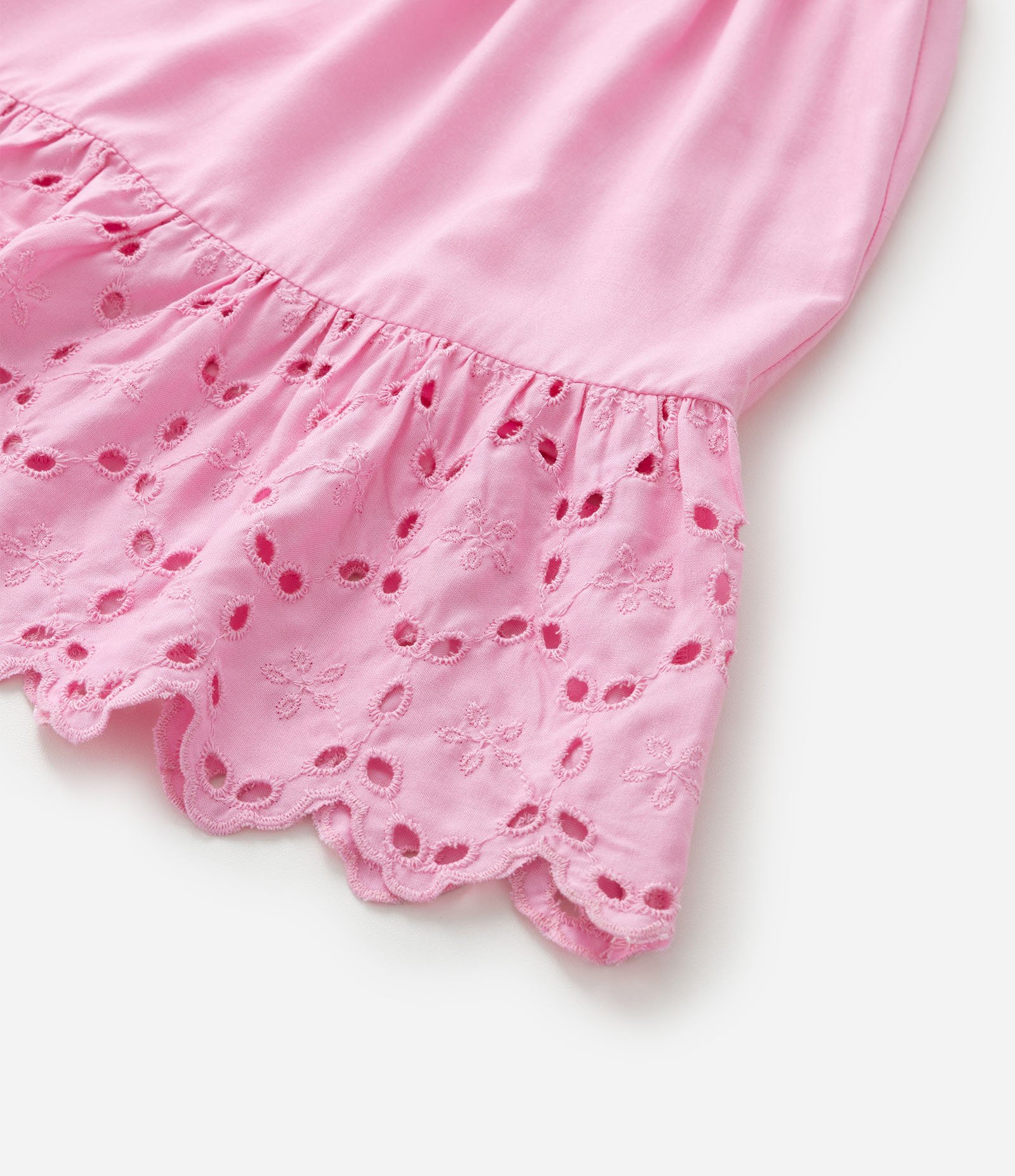 Vestido Infantil com Broderie e Franzidinho - Tam 5 a 14 anos Rosa 5