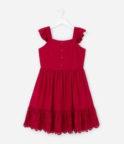 Vestido Infantil com Broderie e Franzidinho - Tam 5 a 14 anos