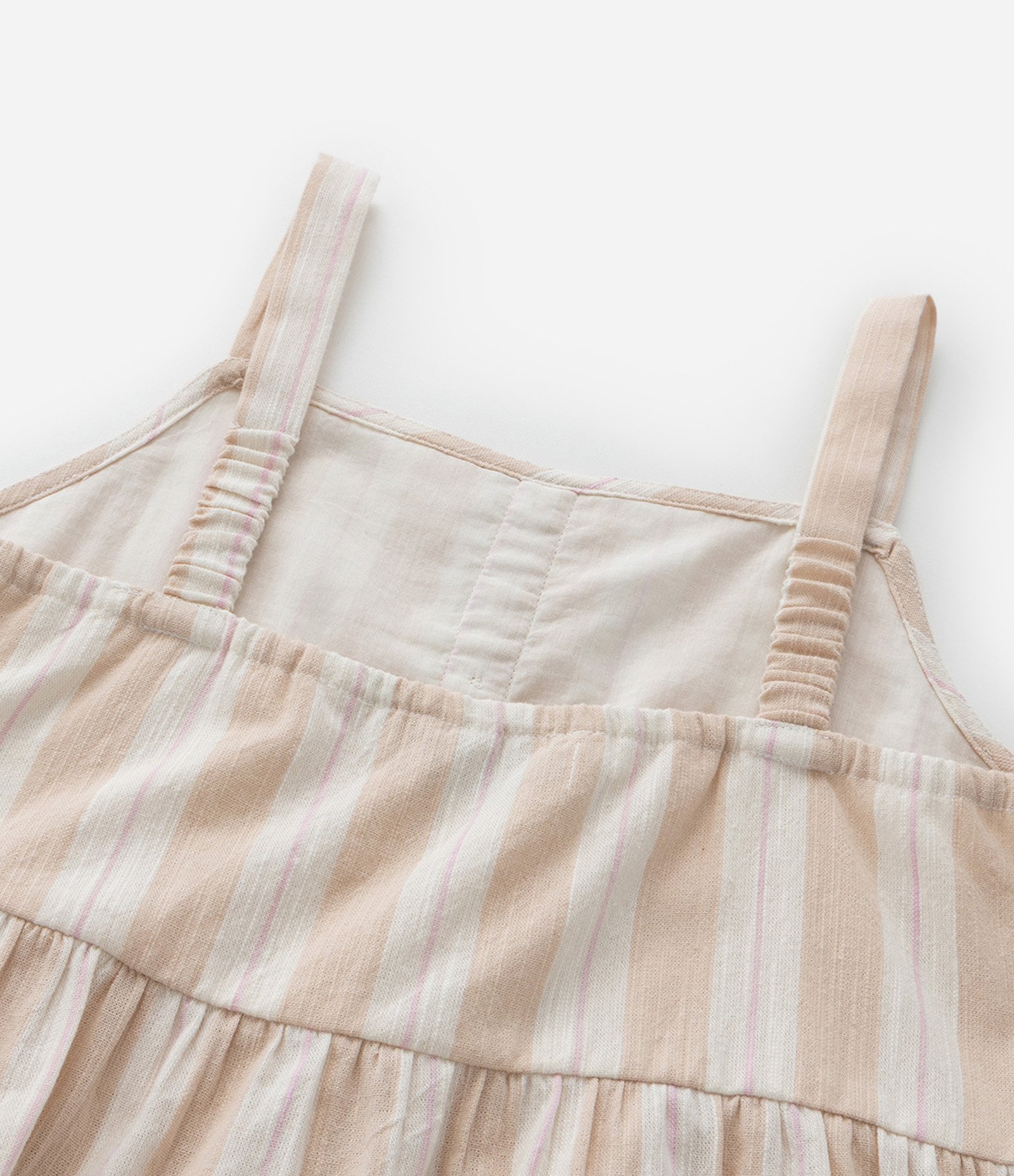 Blusa Bata Curta Infantil com Botões e Estampa Listrada - Tam 5 a 14 Anos Bege 6