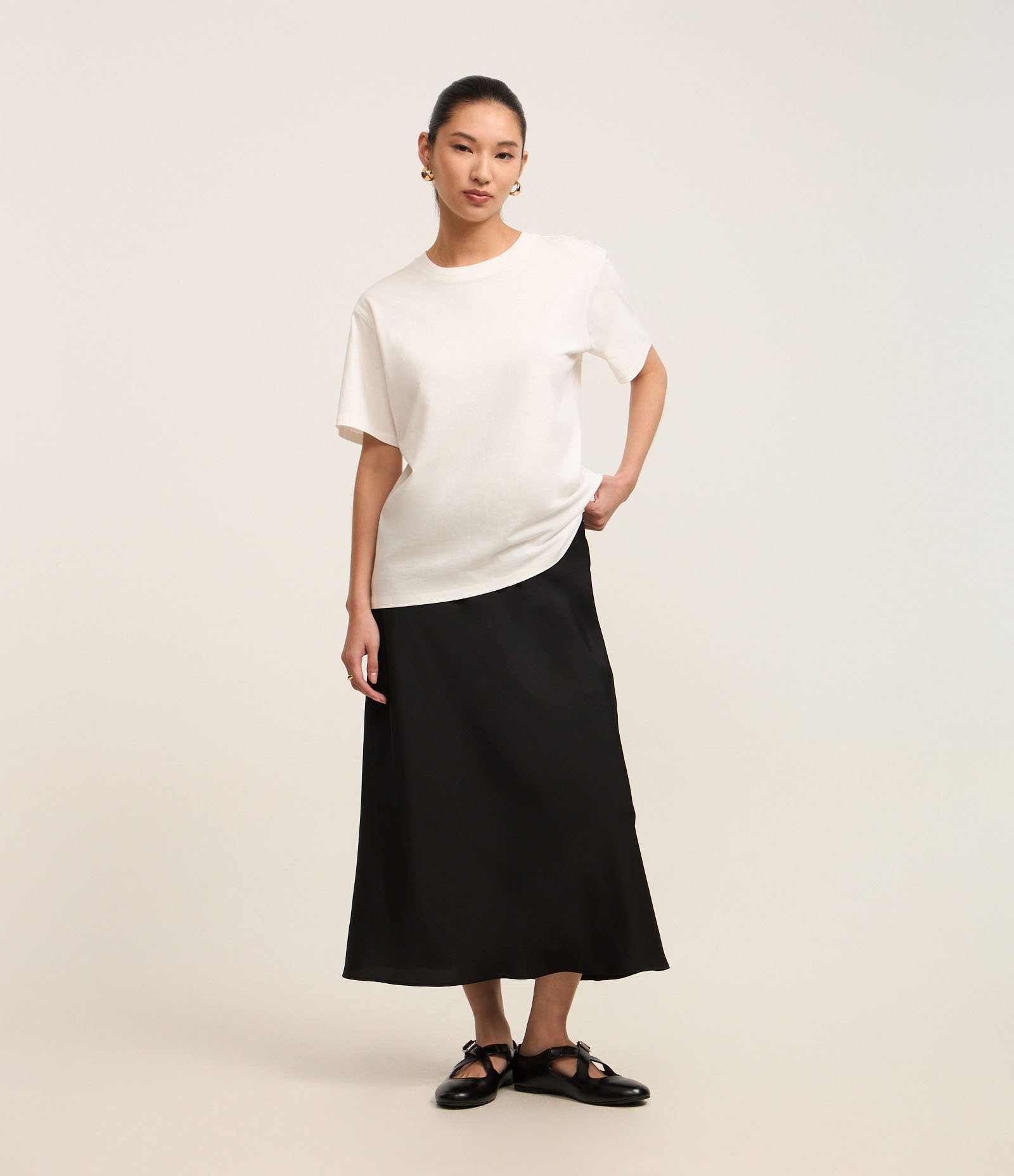 Blusa em Algodão Peruano com Recorte Pespontado nas Costas Branco 2