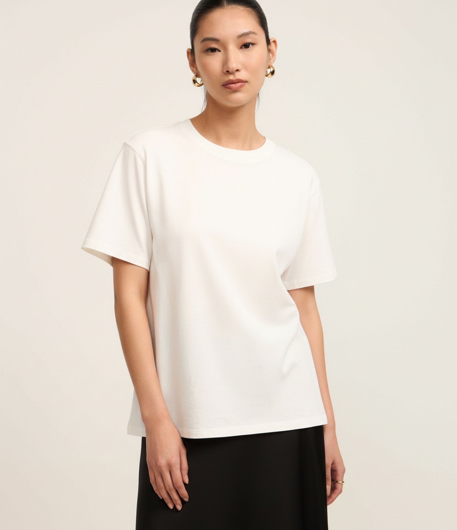 Blusa em Algodão Peruano com Recorte Pespontado nas Costas Branco 4