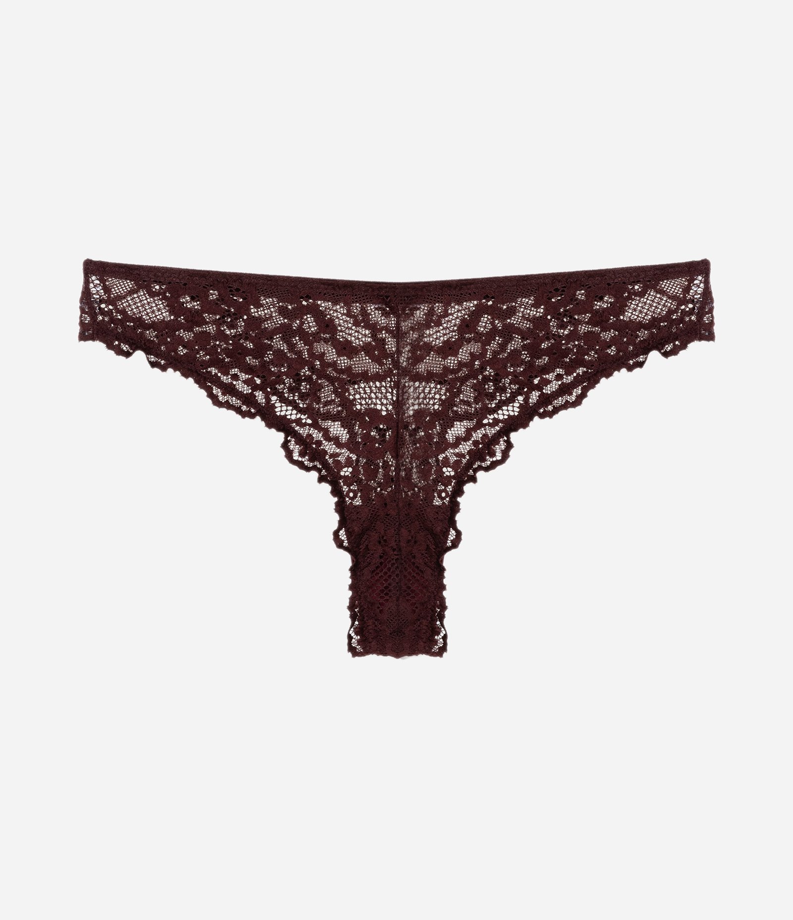 Calcinha Biquíni Fio em Renda Floral Bordô 5