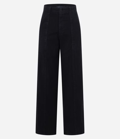 Calça Wide Leg em Sarja com Recortes Calça Wide Leg em Sarja com Recortes