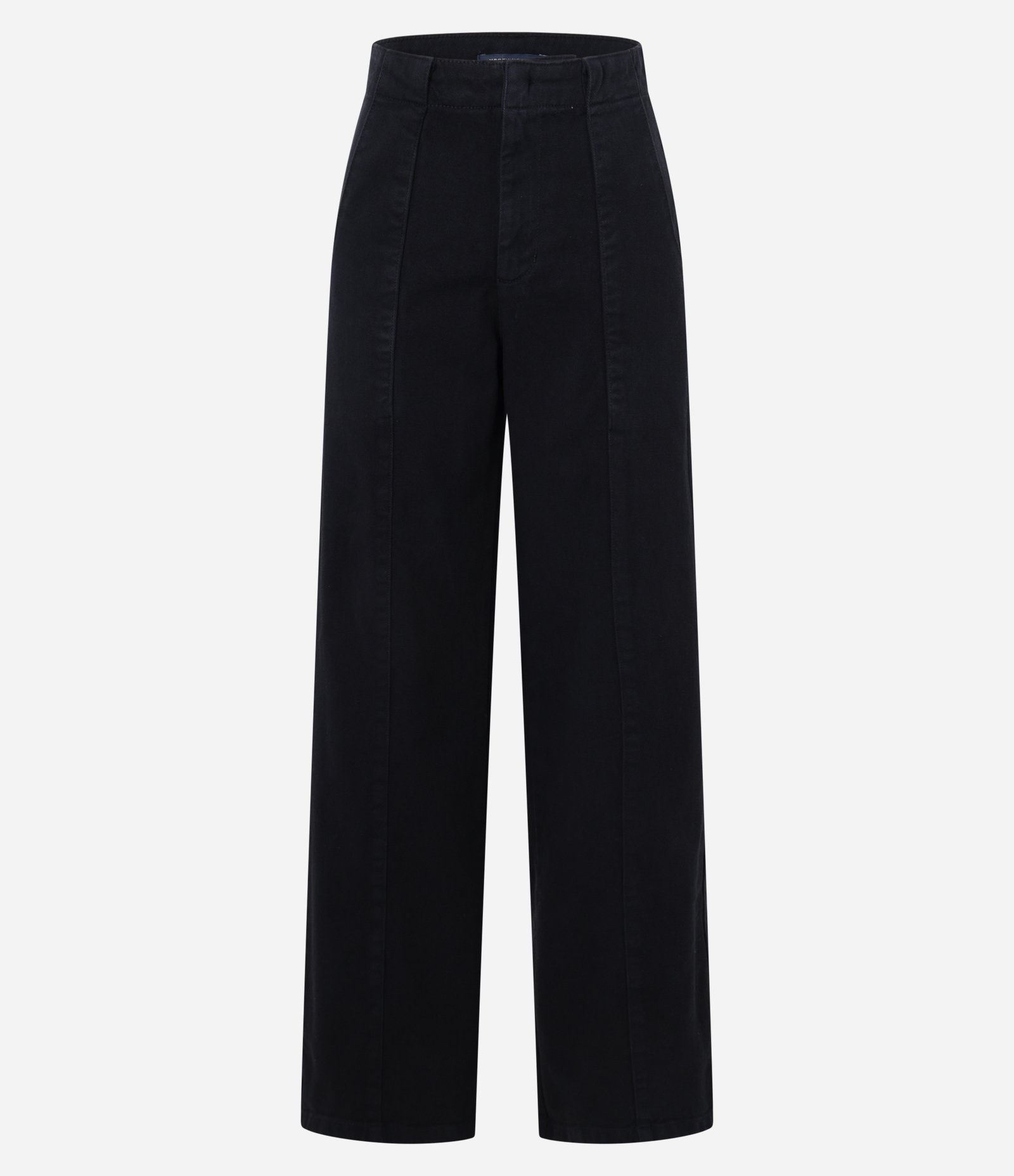 Calça Wide Leg em Sarja com Recortes Preto 5