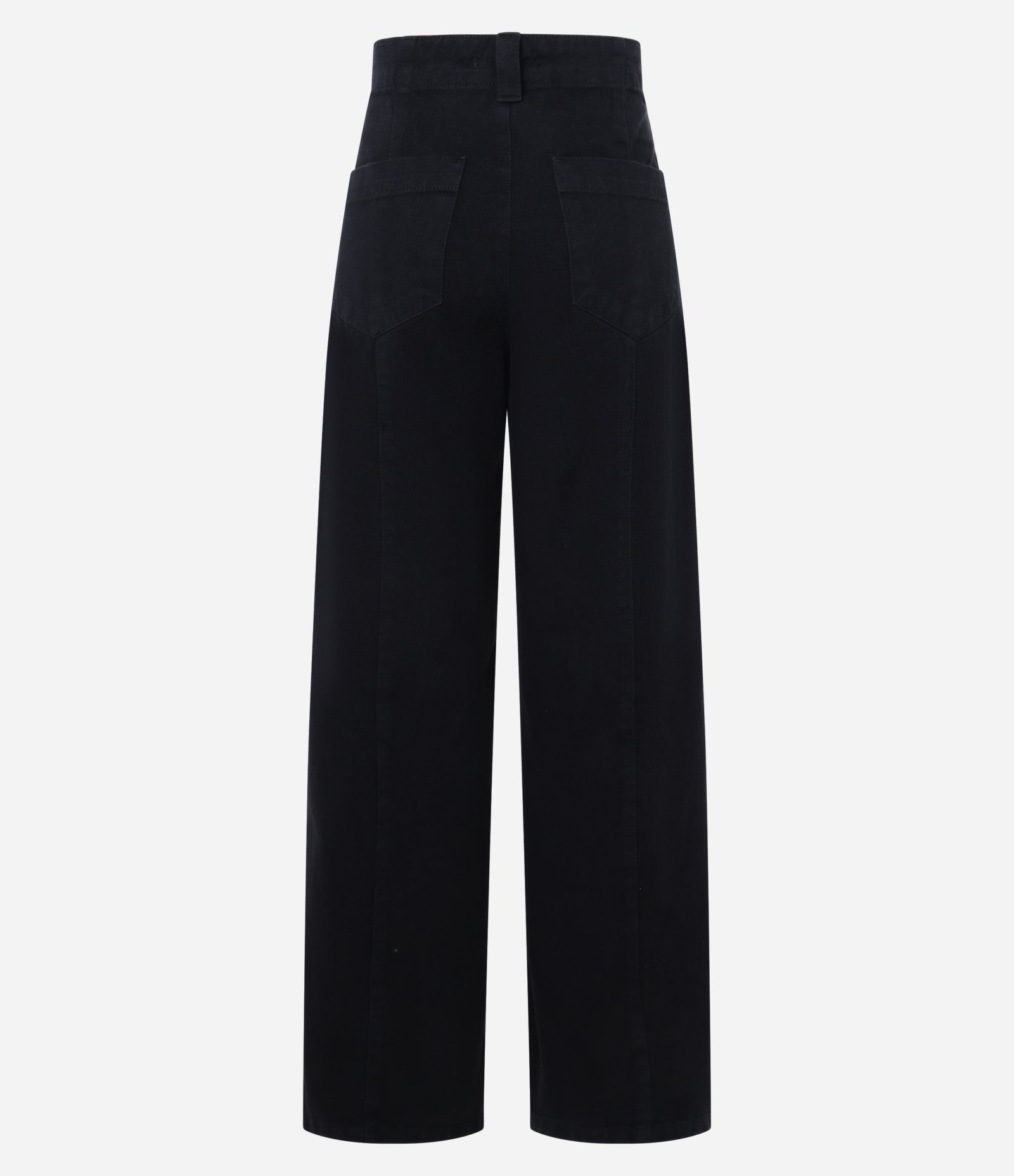 Calça Wide Leg em Sarja com Recortes Preto 6