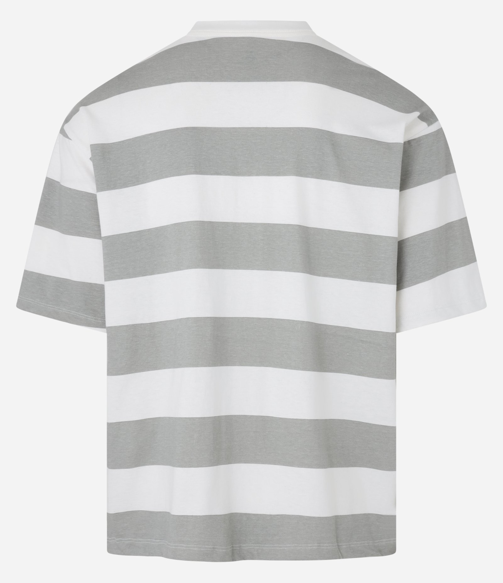 Camiseta Boxy em Algodão com Estampa de Listras Largas Cinza 5