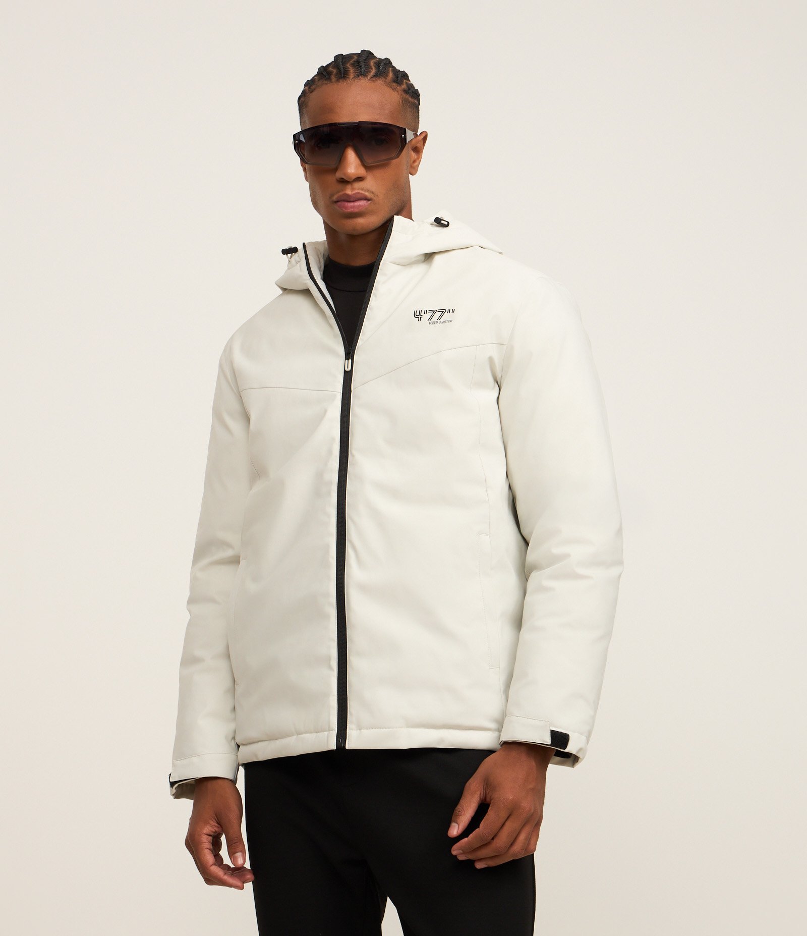 Jaqueta Esportiva com Capuz e Estampa Lettering Branco 1