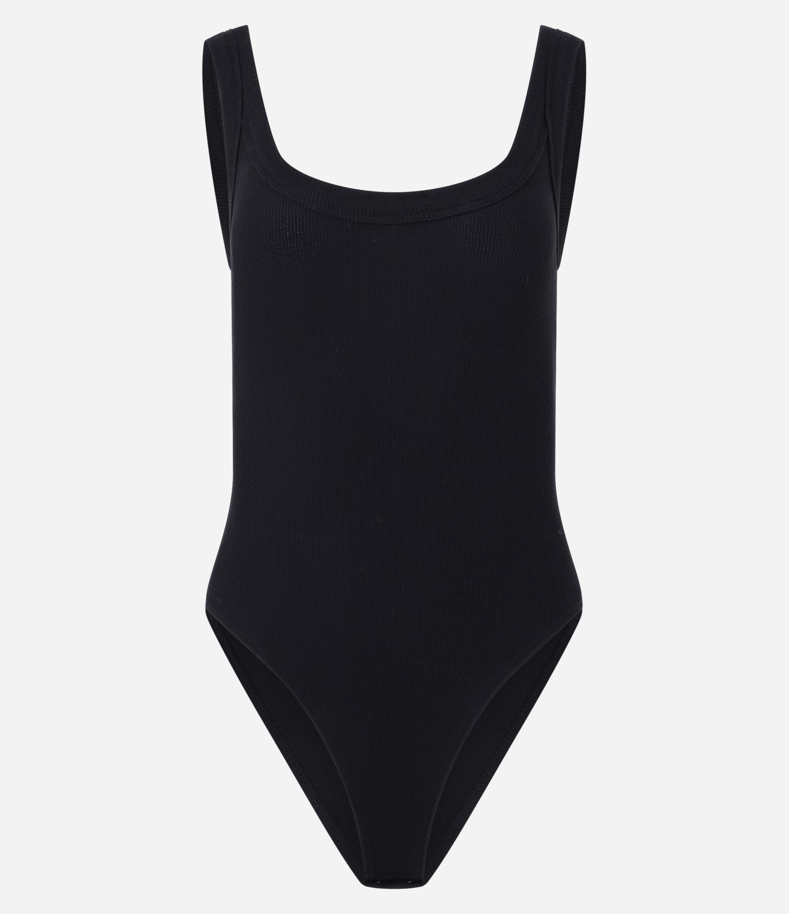 Body com Textura Canelada e Alças Médias Preto 1