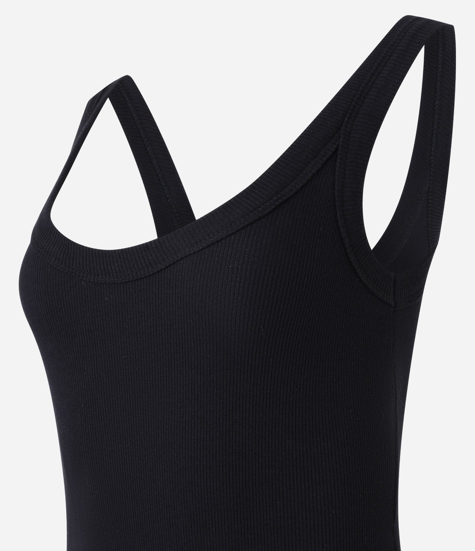 Body com Textura Canelada e Alças Médias Preto 2