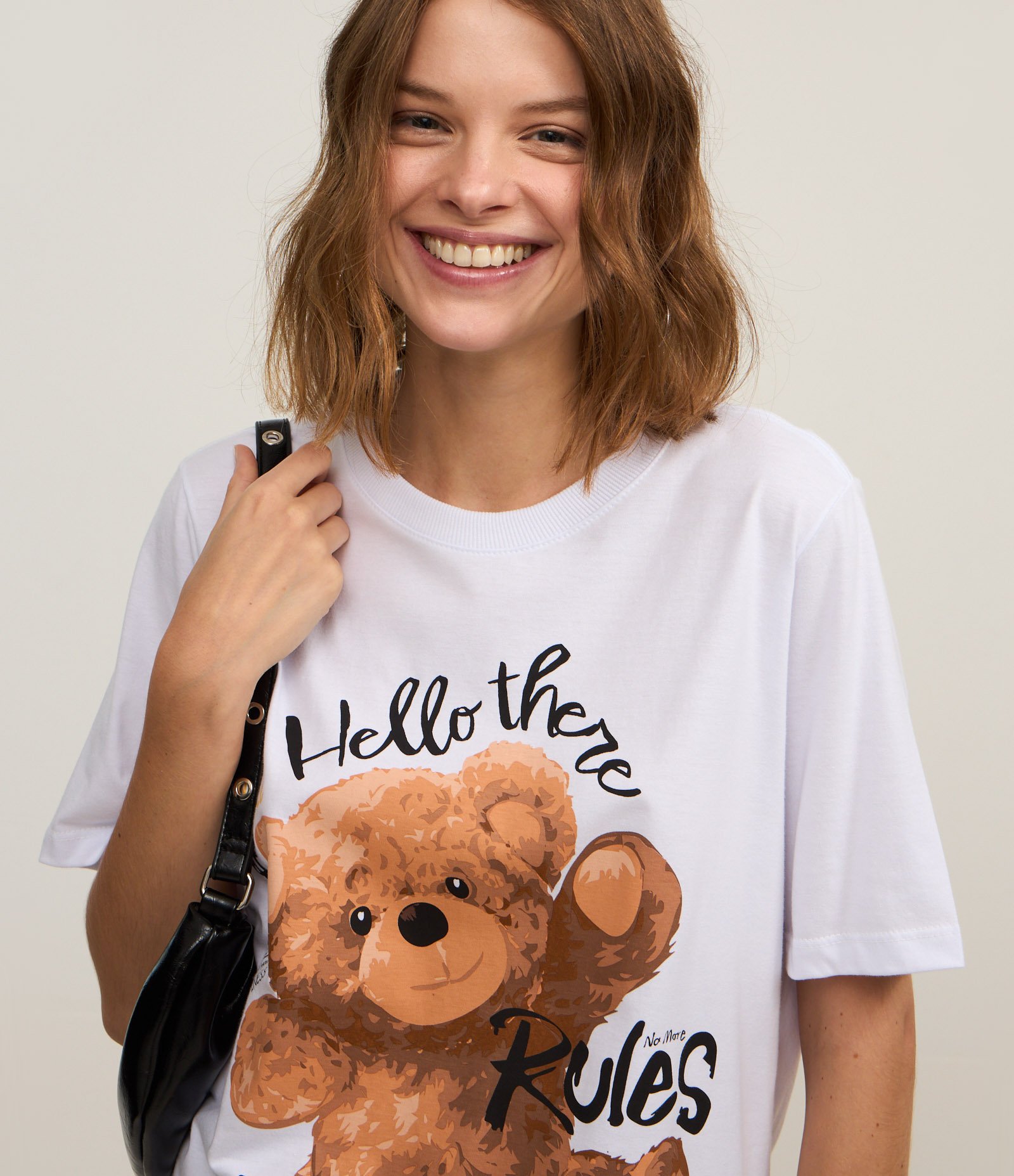 Camiseta T-shirt em Algodão com Estampa Urso Rules Branco 3