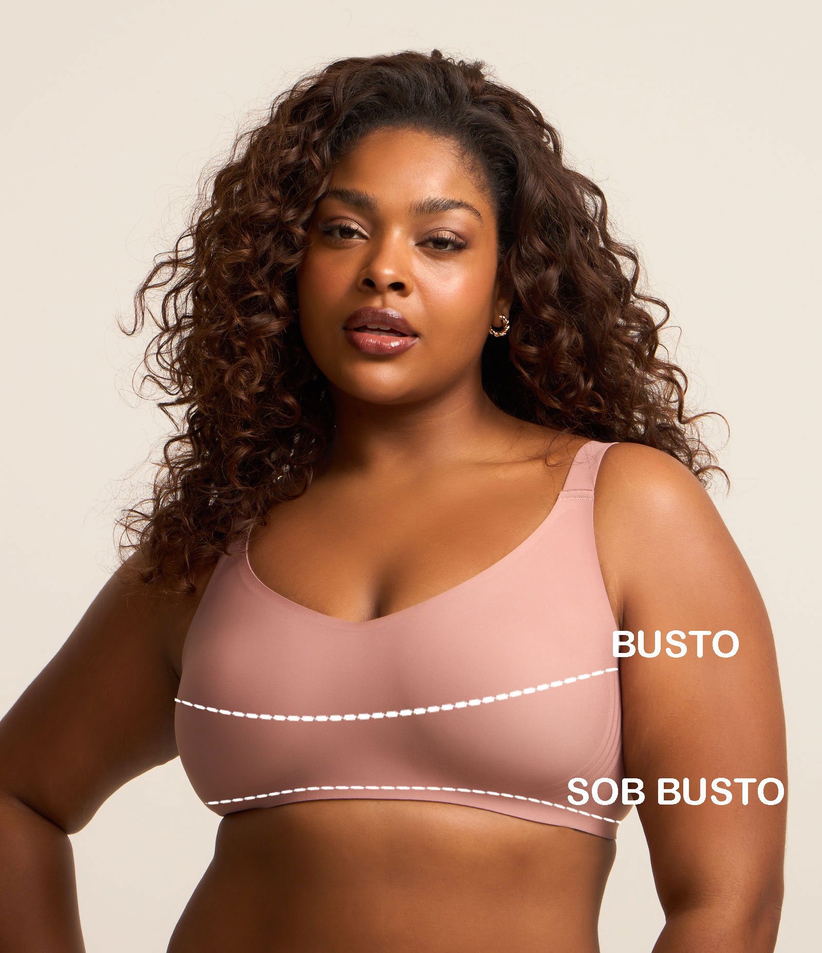 Sutiã Comfort com Corte a Laser Fita UP Curve & Plus Size Bege Rose 6